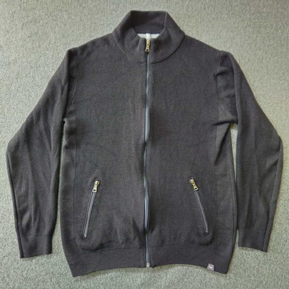 Brax Full Zip Cardigan XL Black Academia Virgin Wool Layering Nordic Streetwear
